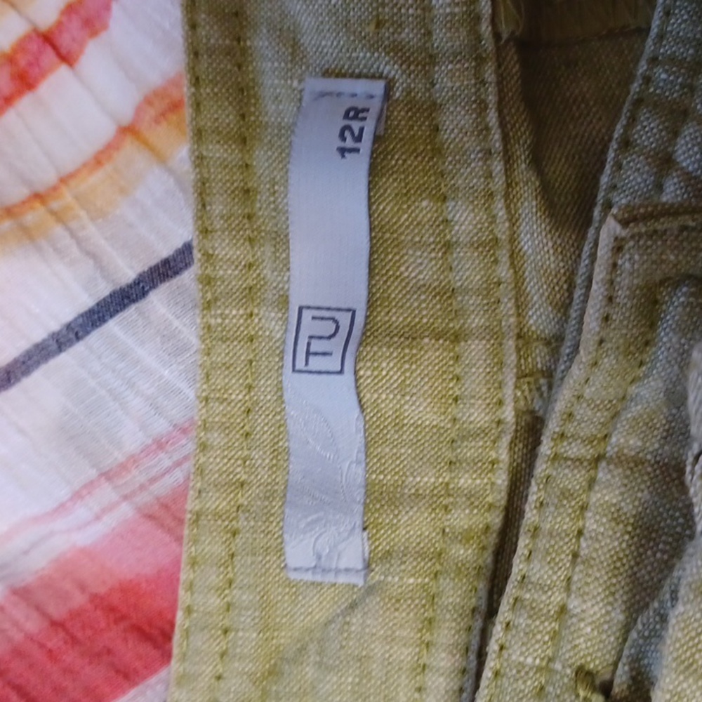 TU sz 12, 100% Linen drawstring wide leg pants in a muted basil green. - Picture 7 of 10